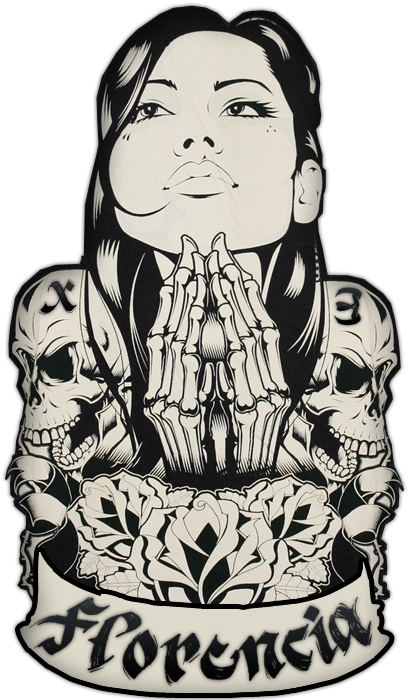 Chola Style - Iron Fist Santa Muerte (466x700)