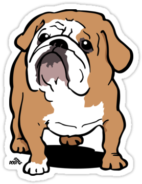English Bulldog Cartoon P Sticker - English Bulldog Cartoon Dog Shirt T-shirts (375x360)