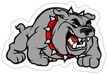 English Bulldog Cartoon P Sticker - Houston Heights High School Logo (375x360)