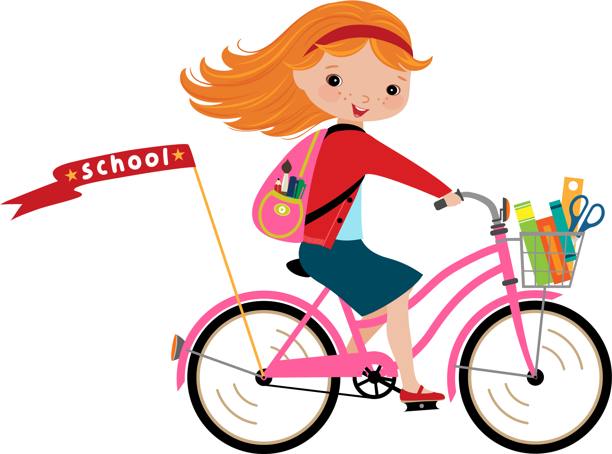 Bicycle Girl Cycling Illustration - Girl Riding Bicycle Clipart (2083x1667)
