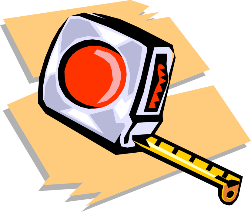 Vector Illustration Of Tape Measure Or Measuring Tape - Power Tools Clip Art (828x700)