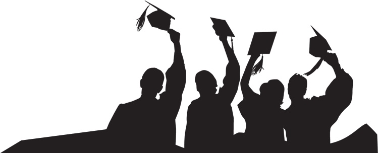 High School Graduation Cap Png 72576 - Degree Graduation Silhouette (758x307)