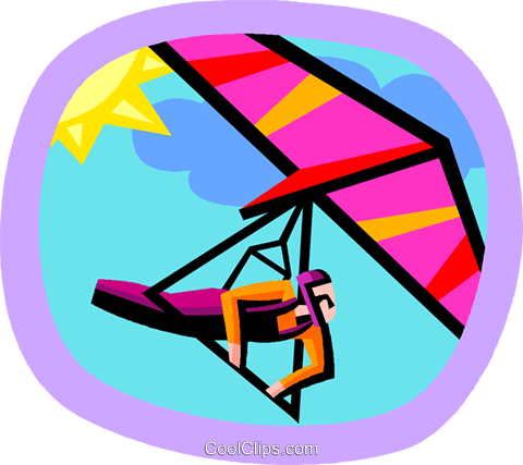 Hang Gliding Royalty Free Vector Clip Art Illustration - Hang Gliding Royalty Free Vector Clip Art Illustration (480x427)