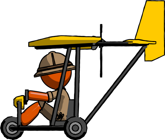 Orange Explorer Ranger Man In Ultralight Aircraft - Clip Art (550x467)