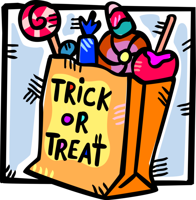 Vector Illustration Of Trick Or Treat Bag Of Halloween - Trick Or Treat Candy Bag (687x700)