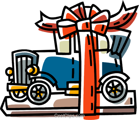 Carro Antigo Embrulhado Como Um Presente Livre De Direitos - Carro Antigo Embrulhado Como Um Presente Livre De Direitos (480x415)