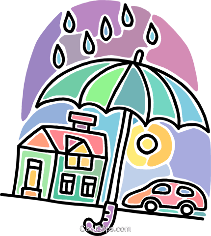 Carro, Casa, Guarda-chuva Livre De Direitos Vetores - Carro, Casa, Guarda-chuva Livre De Direitos Vetores (430x480)