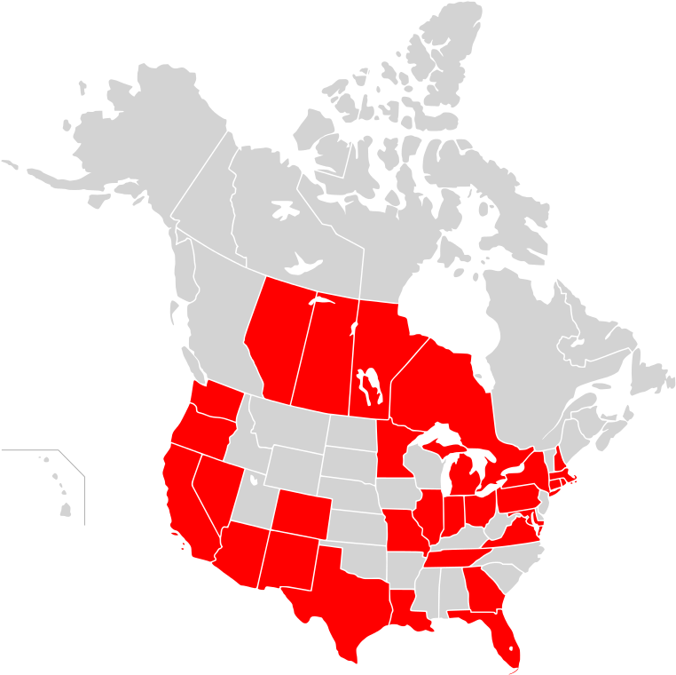 Map Of North America Highlighting Oca Romanian Episcopate - Romanian Orthodox Church Usa (768x768)