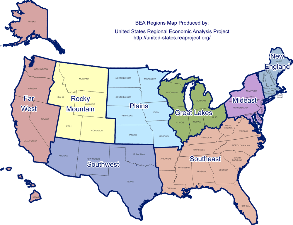An Analysis Of The United States Of America Constantly - Divisions Of The United States (1000x767)