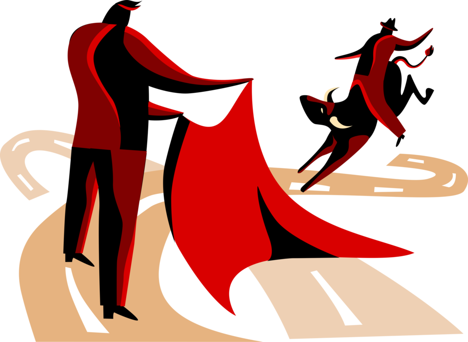 Vector Illustration Of Businessman Toreador Bullfighter - Illustration (957x700)