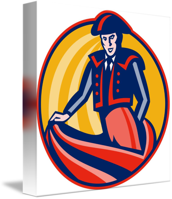 Matador Bullfighter Cape Retro Tile Coaster (562x650)