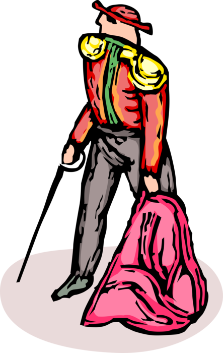 Vector Illustration Of Spanish Matador Toreador Bullfighter - Illustration (443x700)