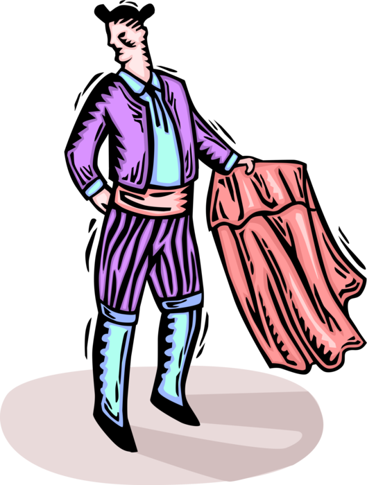 Vector Illustration Of Spanish Toreador Bullfighter - Illustration (529x700)