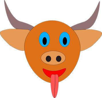 Bull, Horns, Orange, Head, Animal - Cartoon Bull Shower Curtain (356x340)