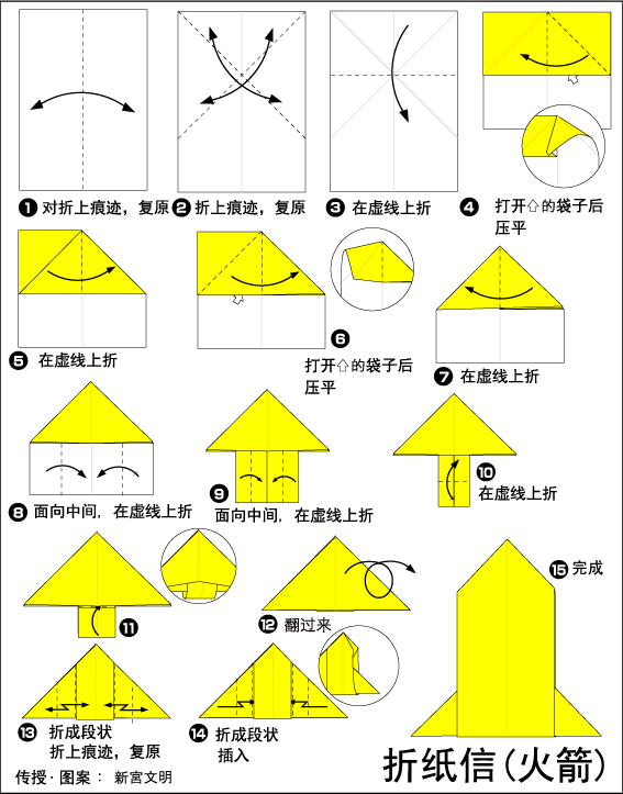 我们一起来用纸折一个火箭吧。 - Rocket (567x723)