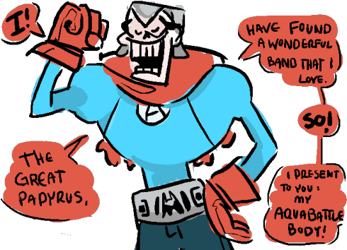 Please Join Me And Rittz In Drawing Aquacadet Papyrus - Cartoon (500x357)