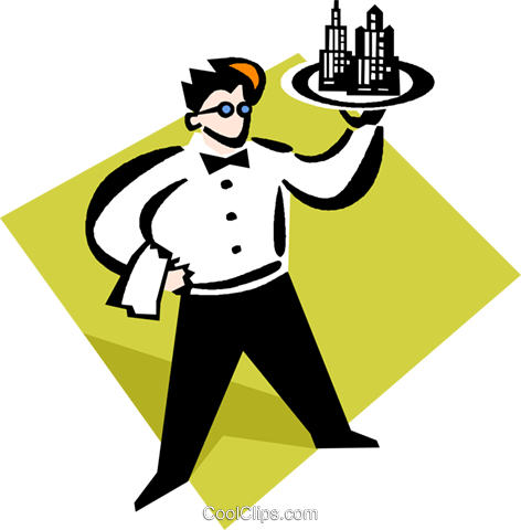 Waiter With A Serving Tray Royalty Free Vector Clip - Garçom Vetor Png (472x480)