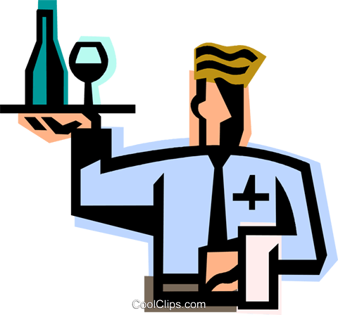 Waiter With A Serving Tray Royalty Free Vector Clip - Restaurant (480x448)