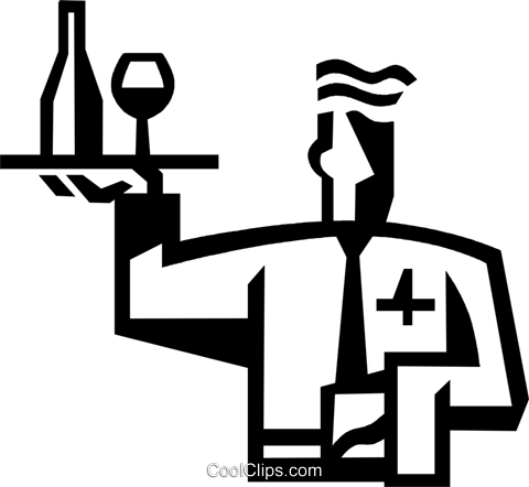 Waiter With A Serving Tray Royalty Free Vector Clip - Garçom Vetor Png (480x442)