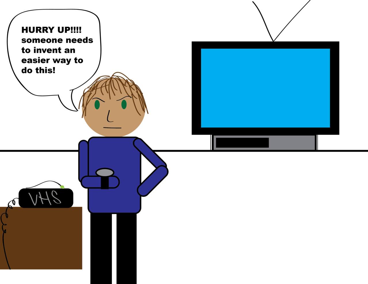 Watching Movies On Vhs's And Waiting For The Rewinder - Cartoon (1280x989)