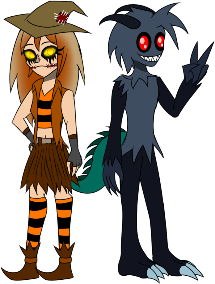 Scarecrow Girl And Zik The Demon By Knackmaster77 - Cartoon (789x1013)