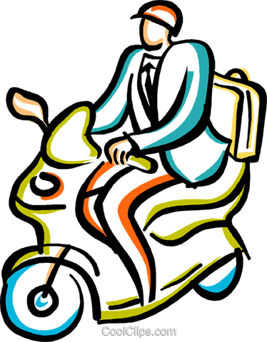 Businessman On A Motor Scooter Royalty Free Vector - Businessman On A Motor Scooter Royalty Free Vector (374x480)