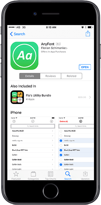 Anyfont Allows You To Install Fonts In Truetypefont - Iphone (720x720)