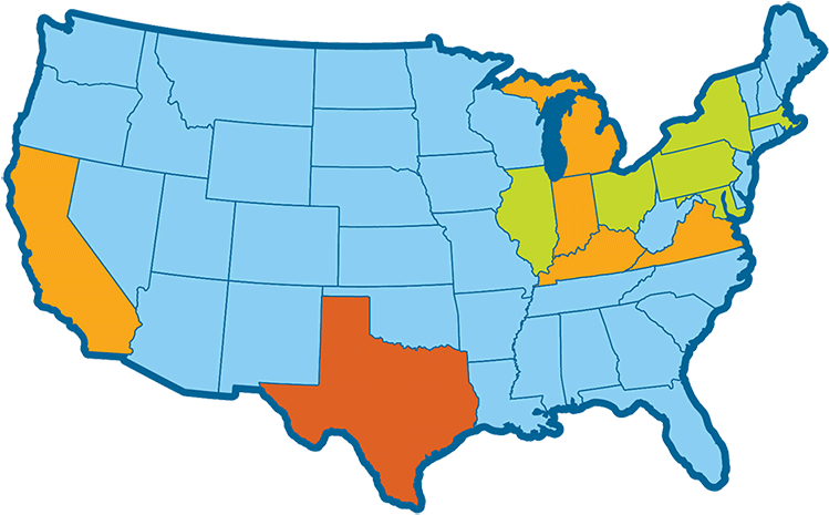 Residential Areas We Serve - United States Map Large (797x490)