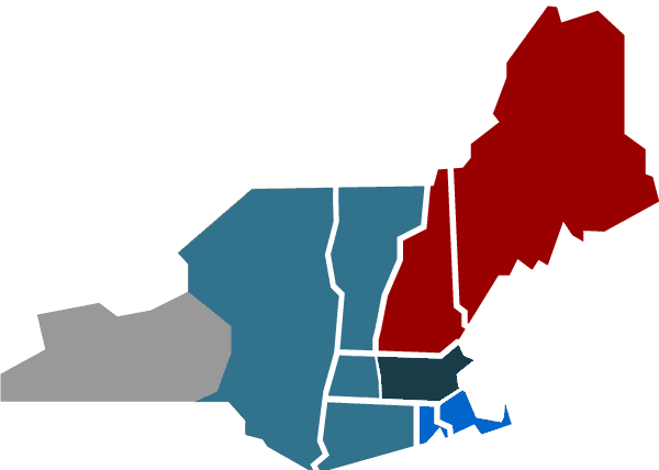 Southeastern Ma, Ri - New England With New York Map (600x428)