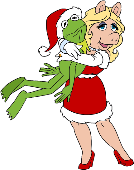 The Muppets Christmas Clip Art Image - Miss Piggy And Kermit Christmas (450x552)