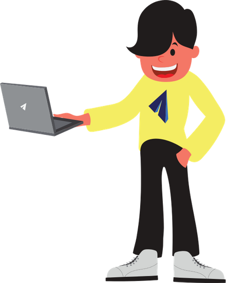 Illustration Of A Boy With Laptop - Cartoon (440x550)