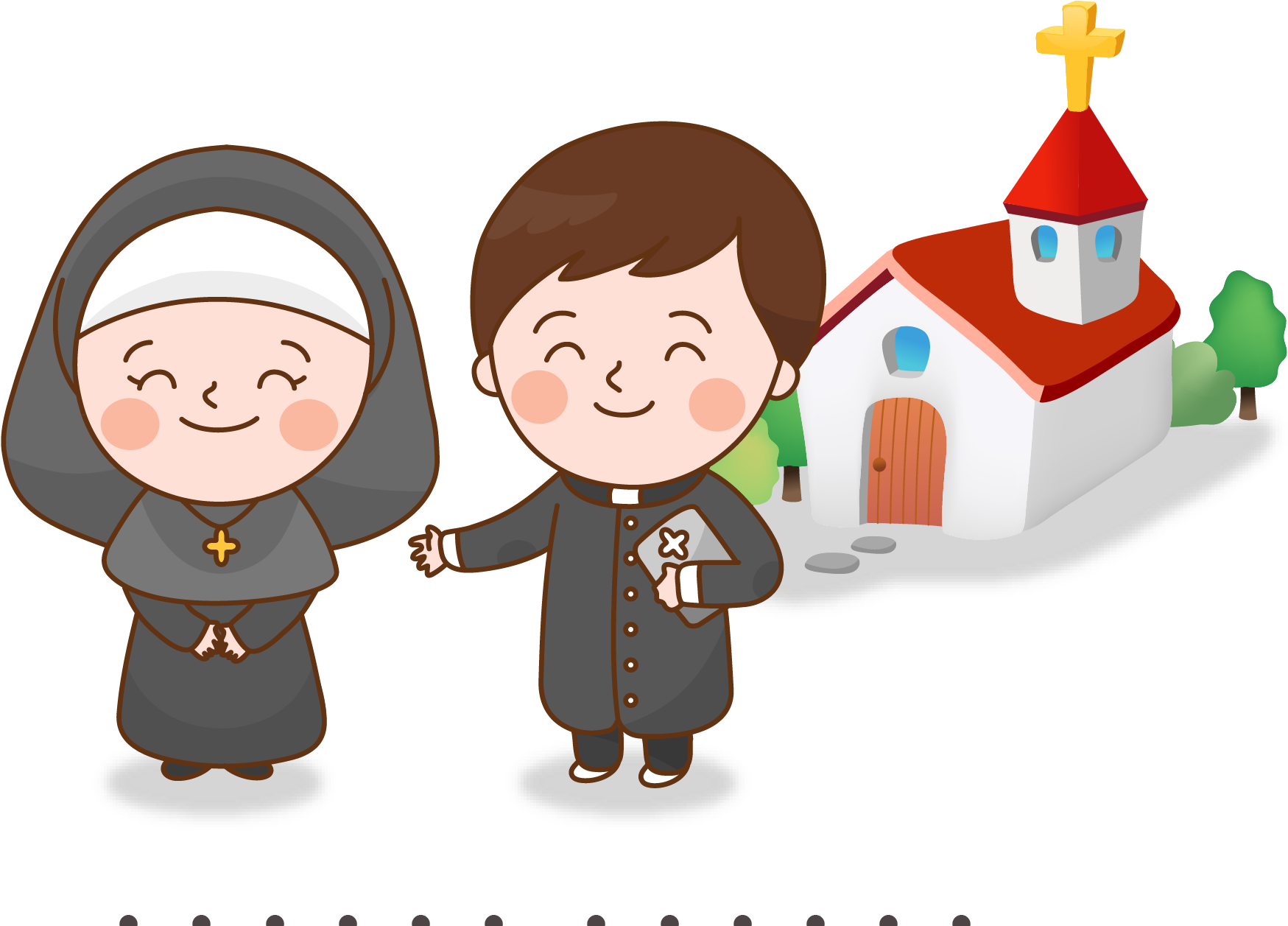 Cartoon Child Illustration - Priest And Nun Cartoon (1883x1256)