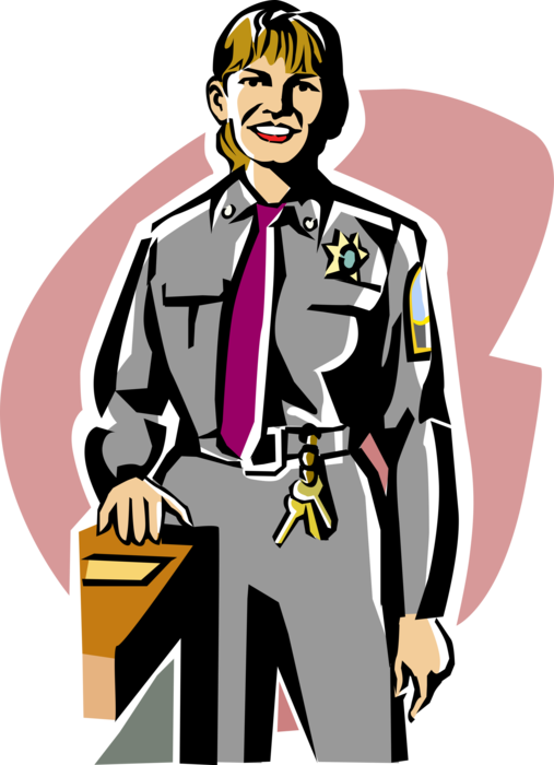 Vector Illustration Of Law Enforcement Female Police - Cartoon (507x700)