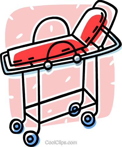 Hospital Gurney Royalty Free Vector Clip Art Illustration - Gurney (401x480)