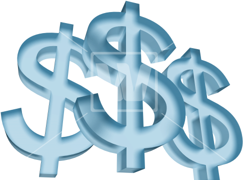 Dollar Symbols 3d - Money Signs Png Blue (550x373)