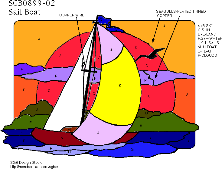 Sailboat In Sunset - Stained Glass Free Patterns Flag (790x610)