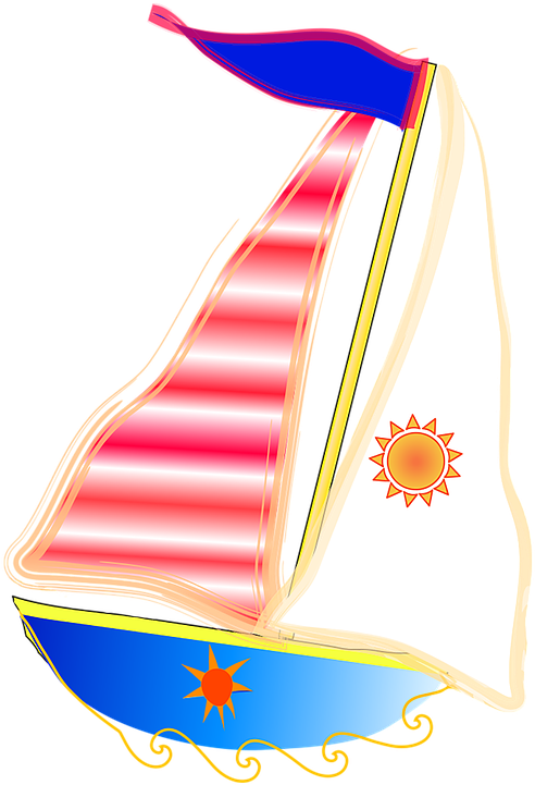 Nautical Sailboat Cliparts 13, Buy Clip Art - Desenho Colorido De Um Barco A Vela (720x720)