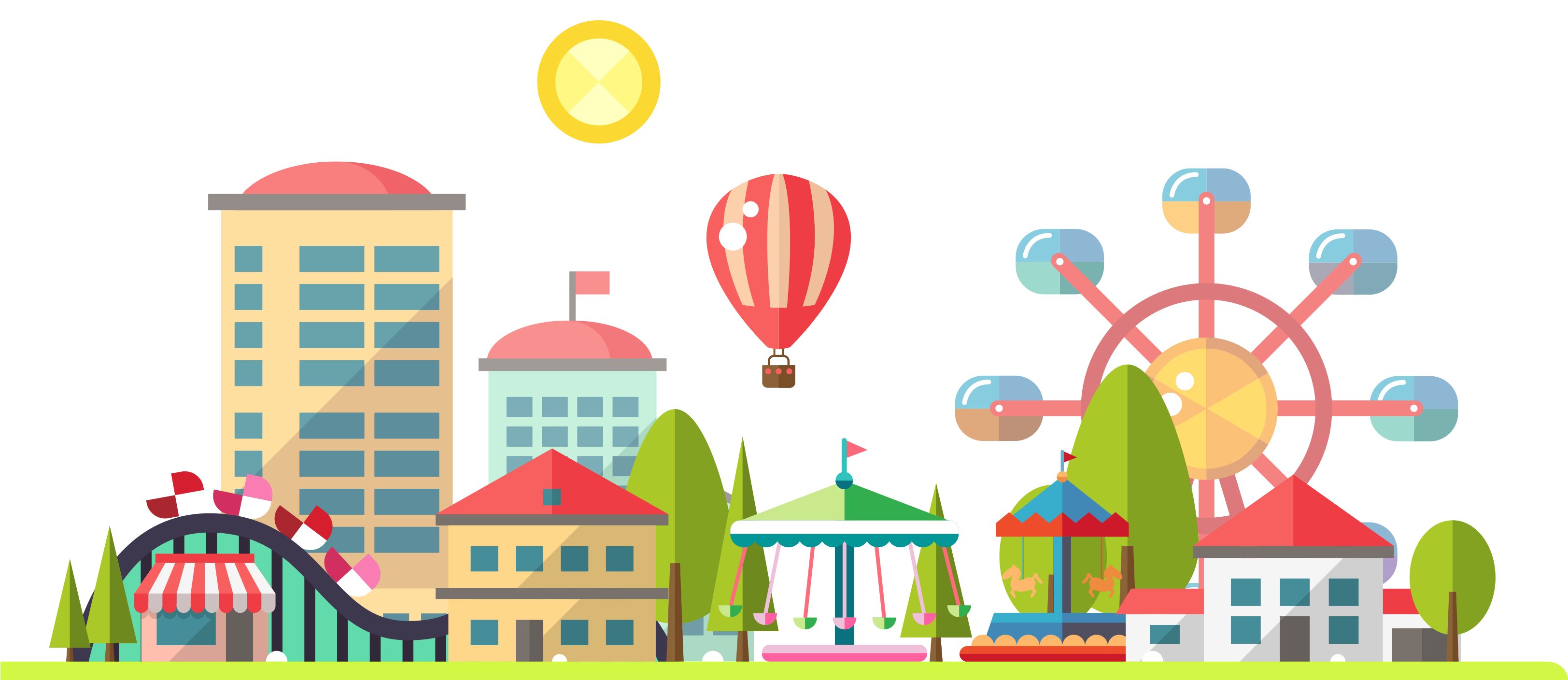 Amusement Park Ferris Wheel - Amusement Park Png Flat (3508x2480)