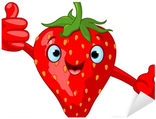 Cheerful Cartoon Strawberry Character Sticker • Pixers® - Strawberries Cartoons (400x400)