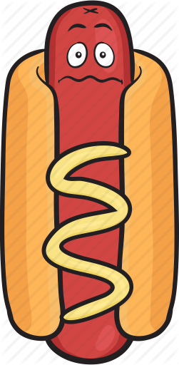 Hot Dogs Clipart Icon - Sad Hot Dog Cartoon (251x512)