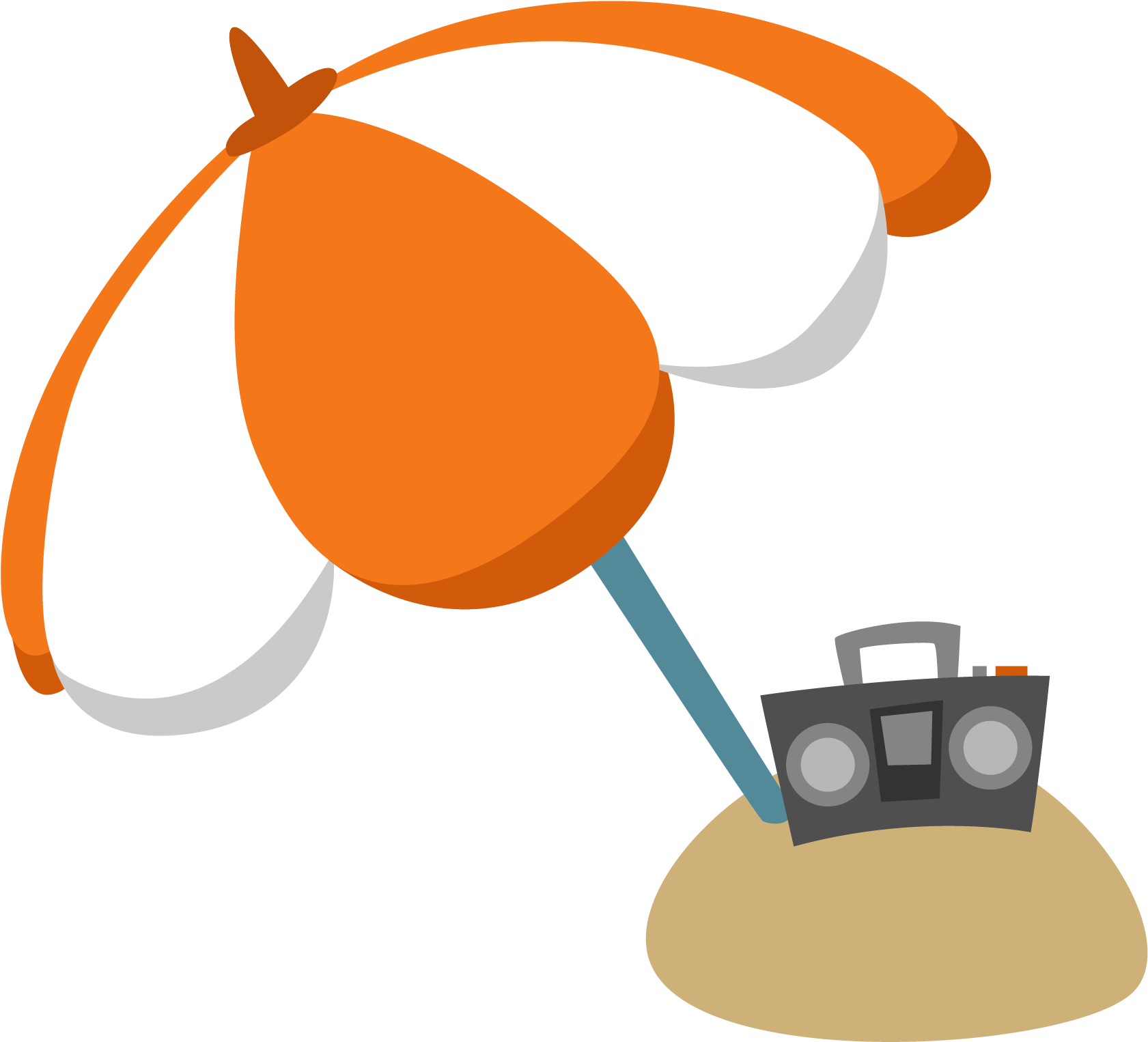 Vector Color Cartoon Beach Radio - Vector Graphics (2729x2596)