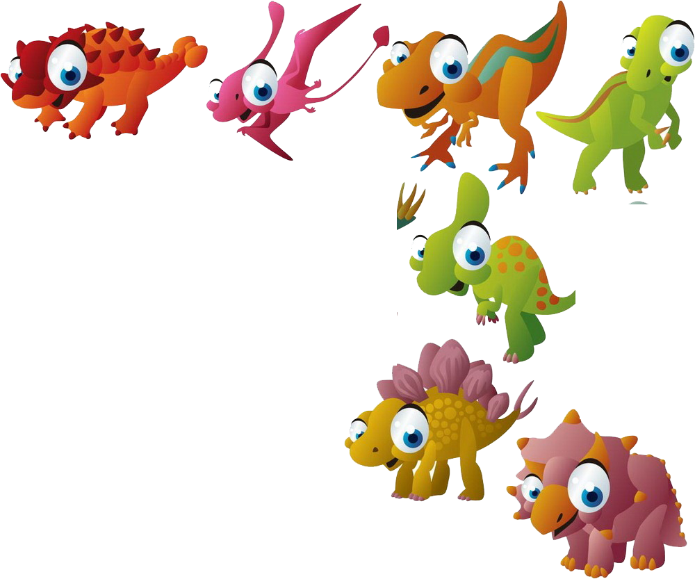 Cartoon Animal Clip Art - Wandkings Wall Stickers Dinousaurs Sticker Set A 40 (1000x974)