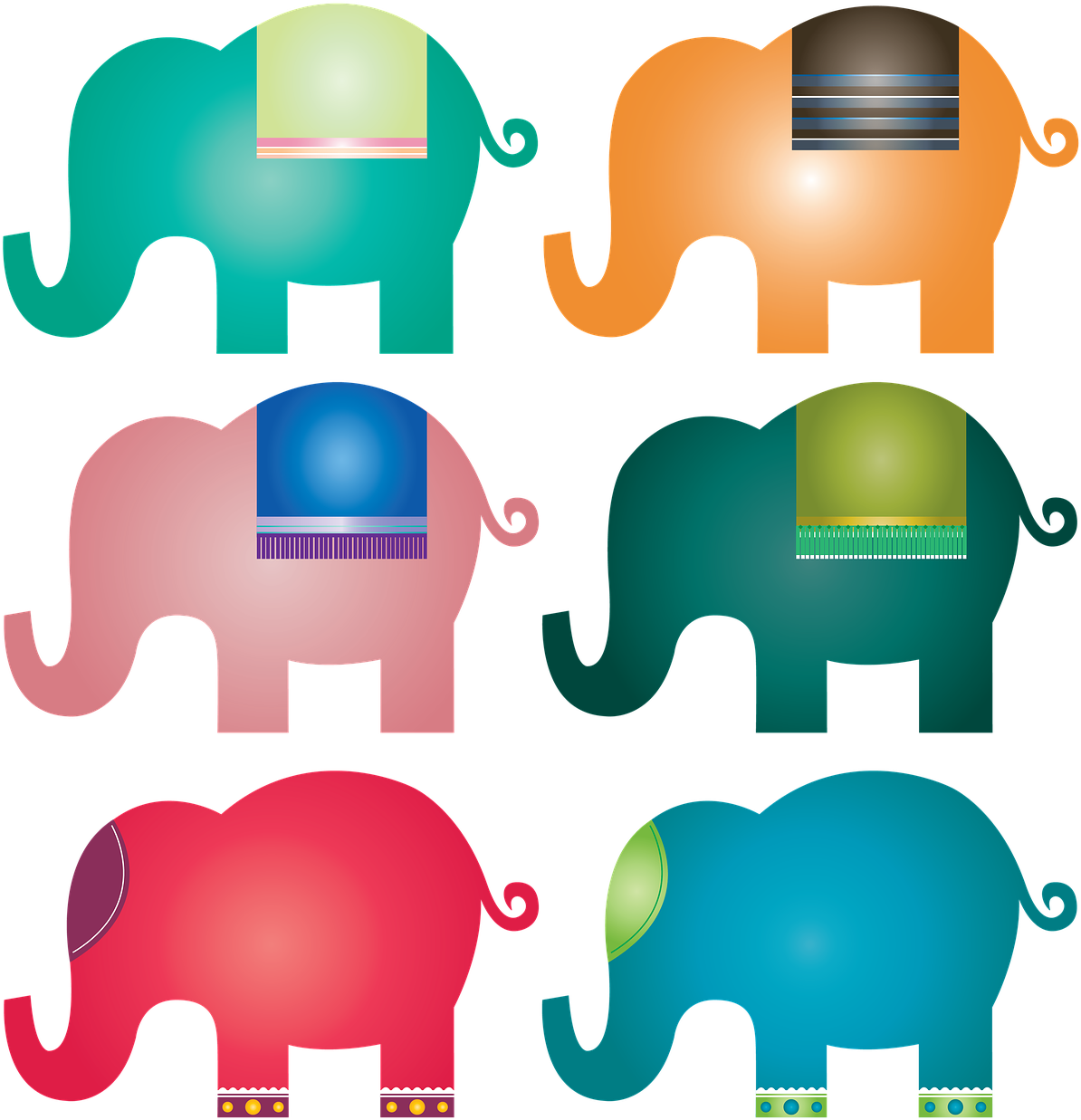 Elephant Animals Wildlife Africa Png Image - Bunte Elefanten Runder Magnet 5,7 Cm (1229x1280)