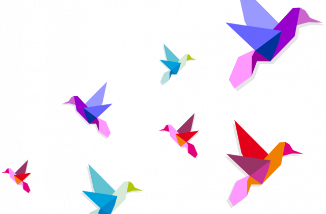 Flying Bird Png Image - Birds Flying Origami Png (640x420)