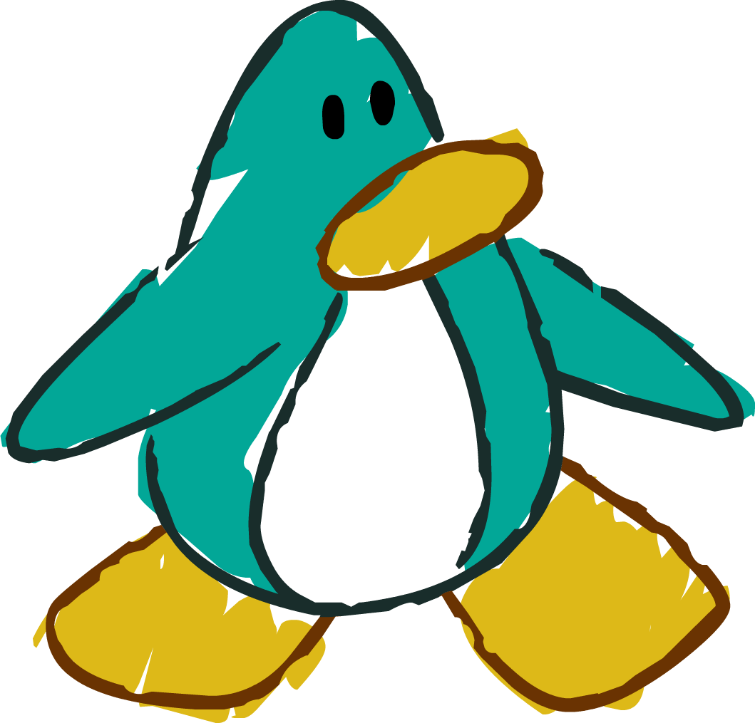 Doodle Dimension Penguin Aqua - Club Penguin Doodle (1059x1015)