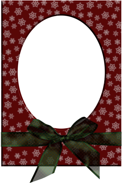 Transparent Christmas Red Photo Frame With Green Bow - Circle (406x600)