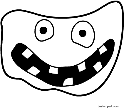 Black And White Monster Face Clipart - Clip Art (450x450)
