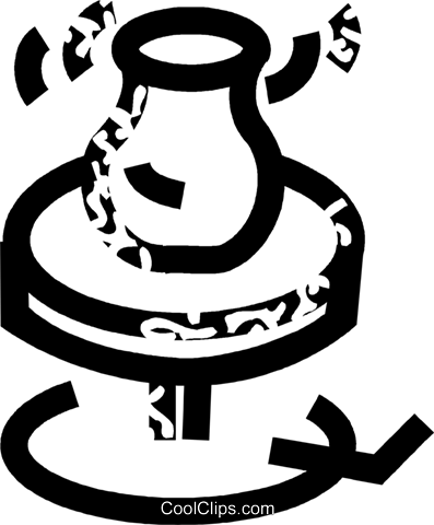 Clay Vase Being Turned Royalty Free Vector Clip Art - Potter's Wheel (397x480)