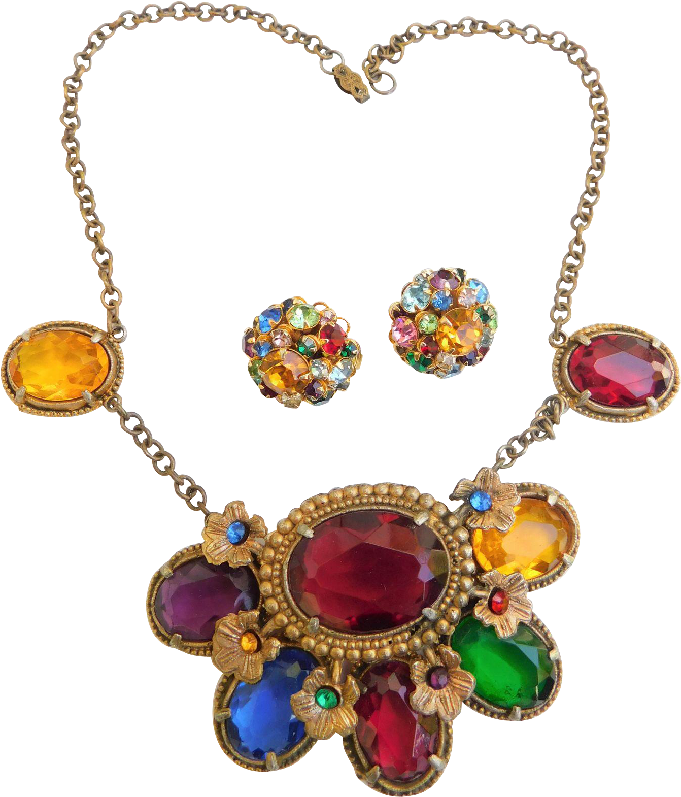Fabulous Art Deco Moghul Royal Jewels Chunky Necklace - Necklace (1569x1569)