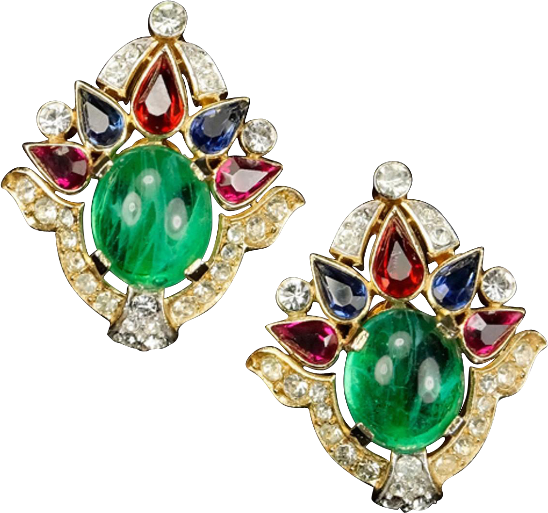 Trifari 'alfred Philippe' 'jewels Of India' Ruby, Emerald, - Trifari 'alfred Philippe' 'jewels Of India' Ruby, Emerald, (1129x1129)